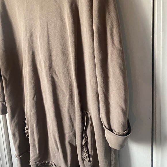 Soft Surroundings Women's Small Brown Tunic Ruffle Pockets 3/4 Sleeve - Picture 6 of 6